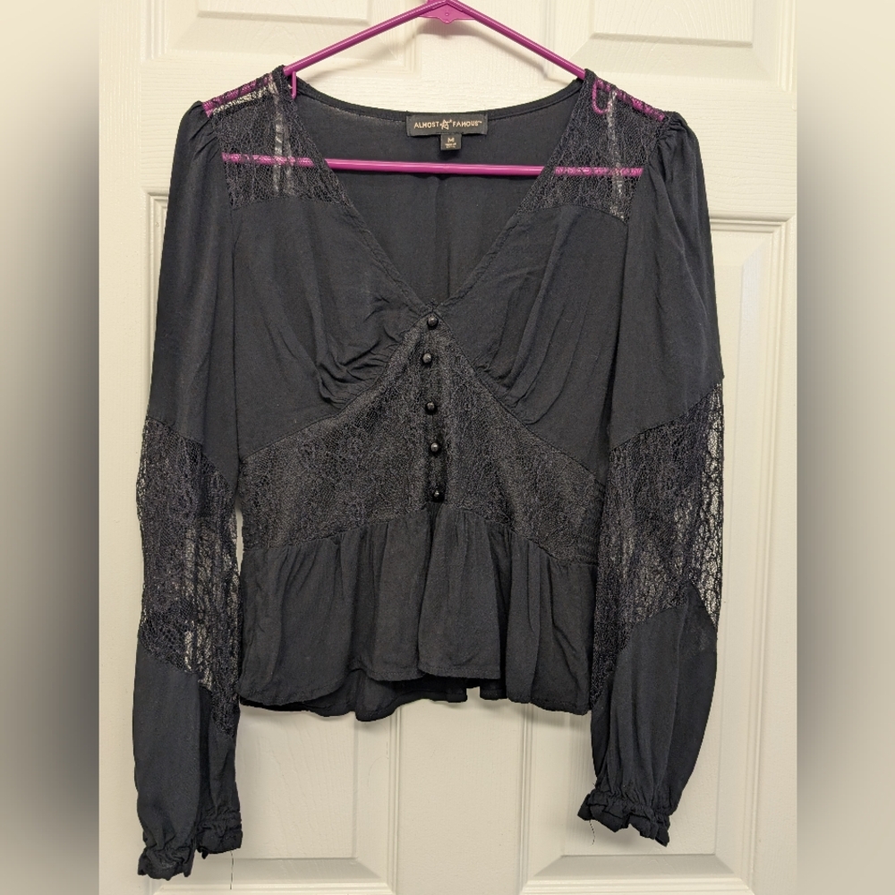 Almost Famous Lace Peplum Blouse
